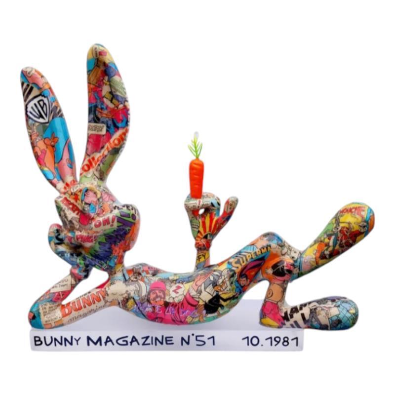 Skulptur Bunny Magazine n°51 von Atelier RingArt | Skulptur Pop-Art Harz, Papier, Upcycling Kinder, Minimalistisch, Pop-Ikonen