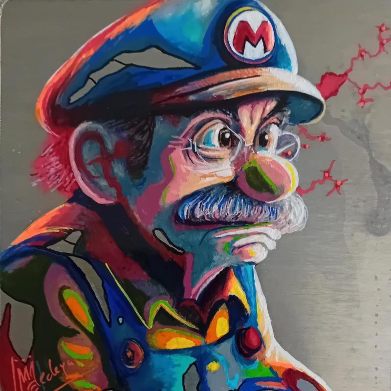 Gemälde Mario Bros von Medeya Lemdiya | Gemälde Pop-Art Pop-Ikonen Metall Acryl