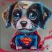 Gemälde Super Puppy 1 von Medeya Lemdiya | Gemälde Pop-Art Pop-Ikonen Metall Acryl