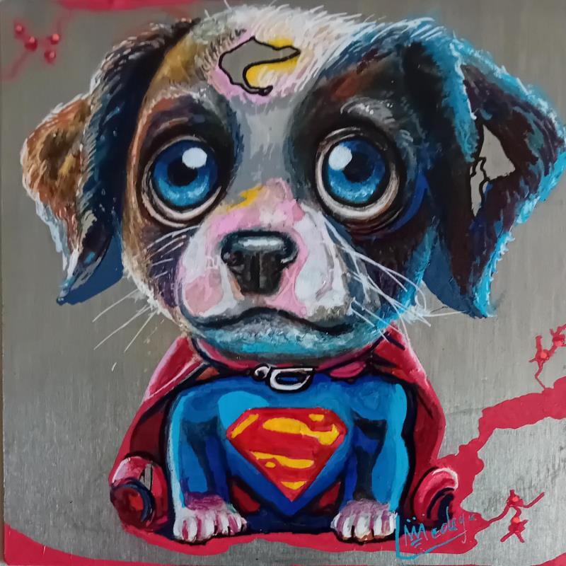 Gemälde Super Puppy 1 von Medeya Lemdiya | Gemälde Pop-Art Pop-Ikonen Metall Acryl