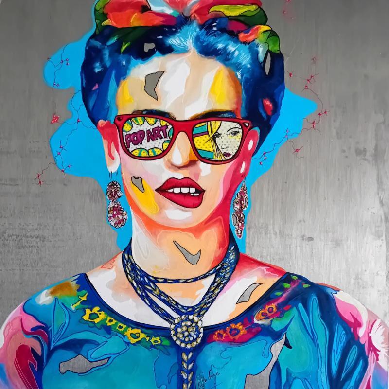 Painting Pop Frida by Medeya Lemdiya | Painting Pop-art Acrylic, Metal Pop icons