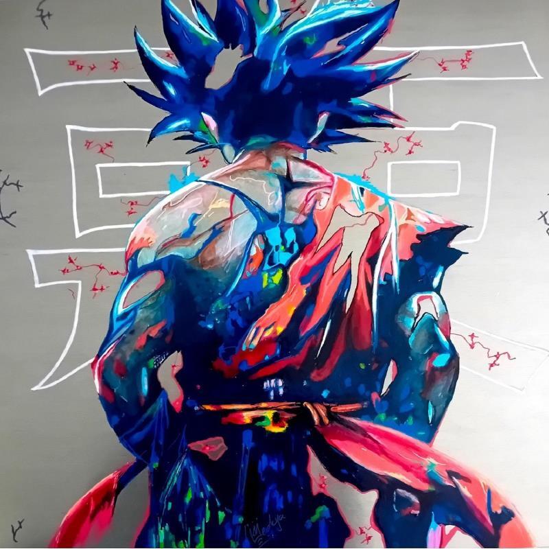 Painting Son Goku by Medeya Lemdiya | Painting Pop-art Pop icons Metal Acrylic