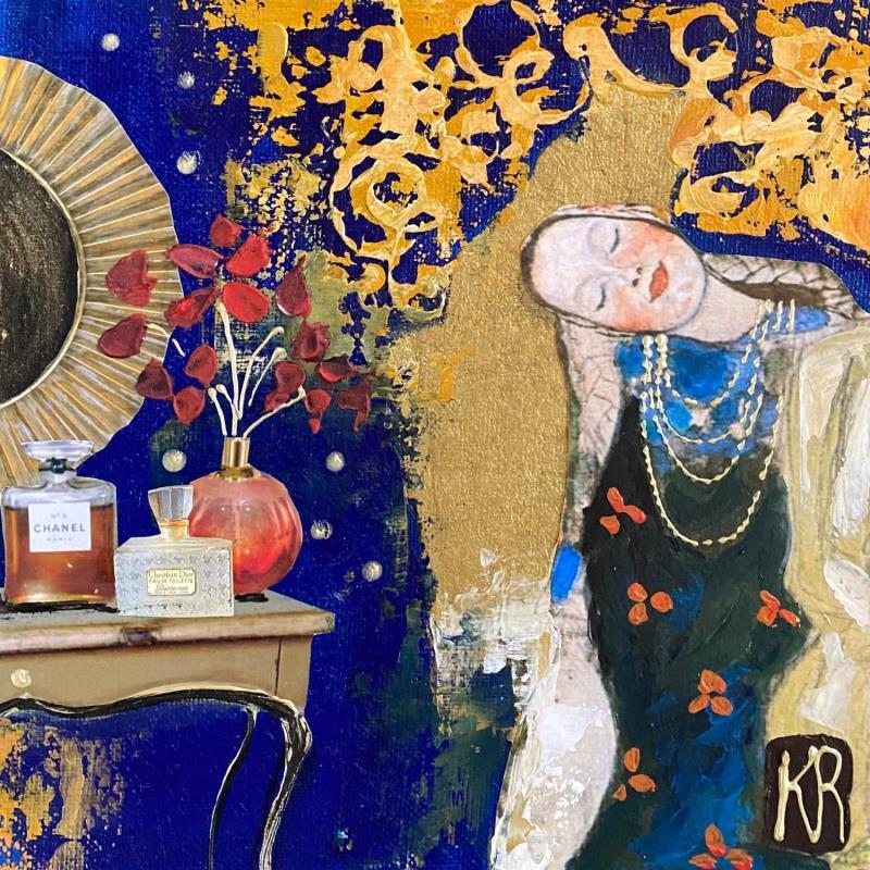 Painting Pur plaisir  by Romanelli Karine | Painting Figurative Acrylic, Gluing, Gold leaf, Paper, Pastel, Posca Life style, Pop icons, Portrait