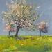 Peinture Pommiers en fleurs par Daniel | Tableau Impressionnisme Paysages Huile