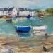 Peinture Barques à Erquy, Bretagne par Daniel | Tableau Impressionnisme Paysages Huile