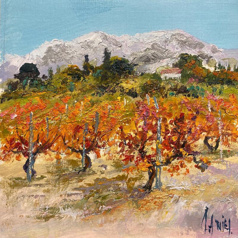 Peinture Vignoble l'automne par Daniel | Tableau Impressionnisme Paysages Huile