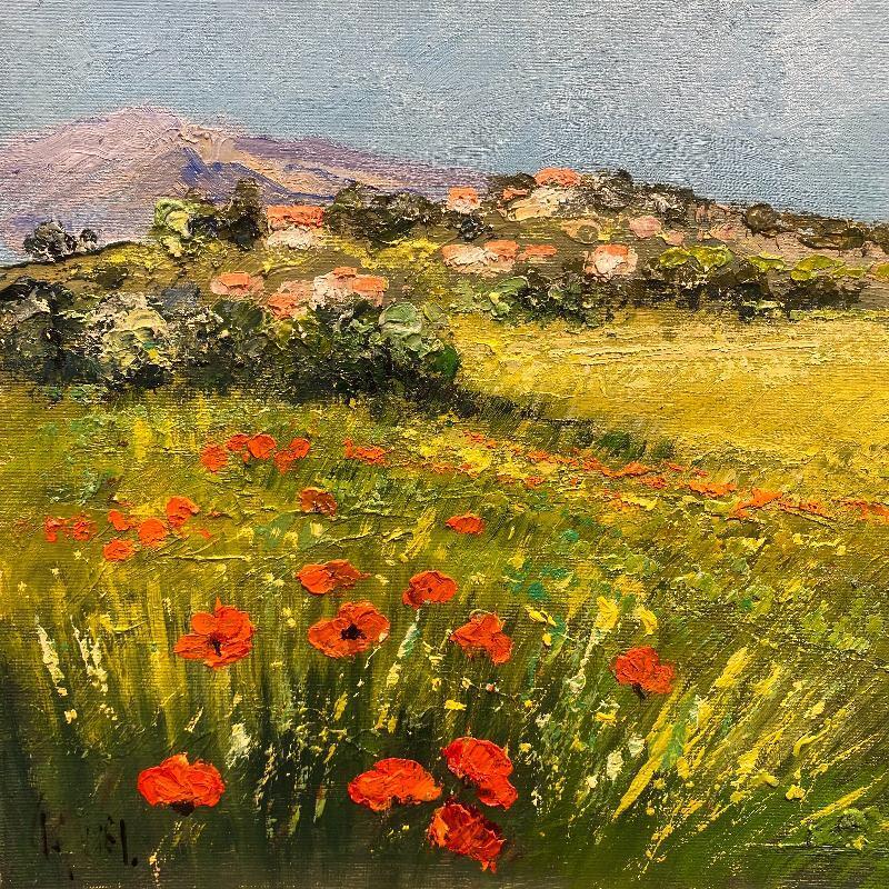 Painting Coquelicots à Eygalières by Daniel | Painting Impressionism Oil Landscapes