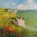 Peinture Coquelicots sur les falaises au tréport par Daniel | Tableau Impressionnisme Paysages Huile