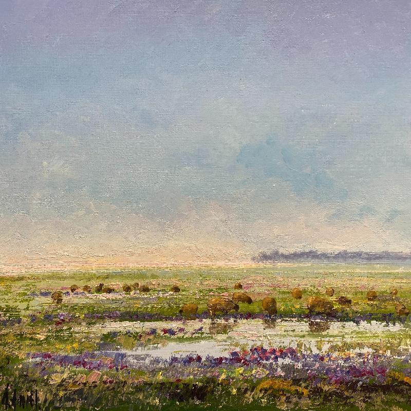 Peinture La baie de Somme le matin par Daniel | Tableau Impressionnisme Paysages Huile