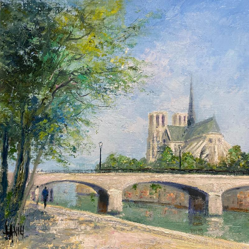 Painting Notre-Dame by Daniel | Painting Impressionism Landscapes Oil