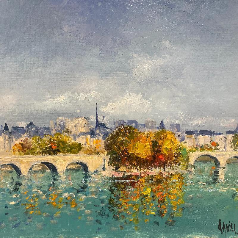 Painting Paris, île de la Cité en automne by Daniel | Painting Impressionism Oil Landscapes