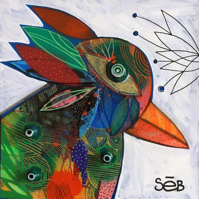 Painting Cotinga Koko by Seb | Painting Raw art Acrylic