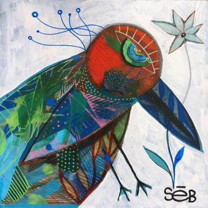 Peinture Eden Koko 2 par Seb | Tableau Art Singulier Acrylique Animaux, Nature, Paysages