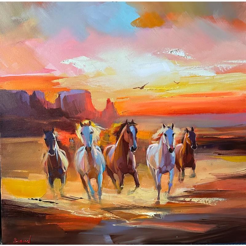 Painting A Sunset that Carries Freedom by Bond Tetiana | Painting Figurative Oil