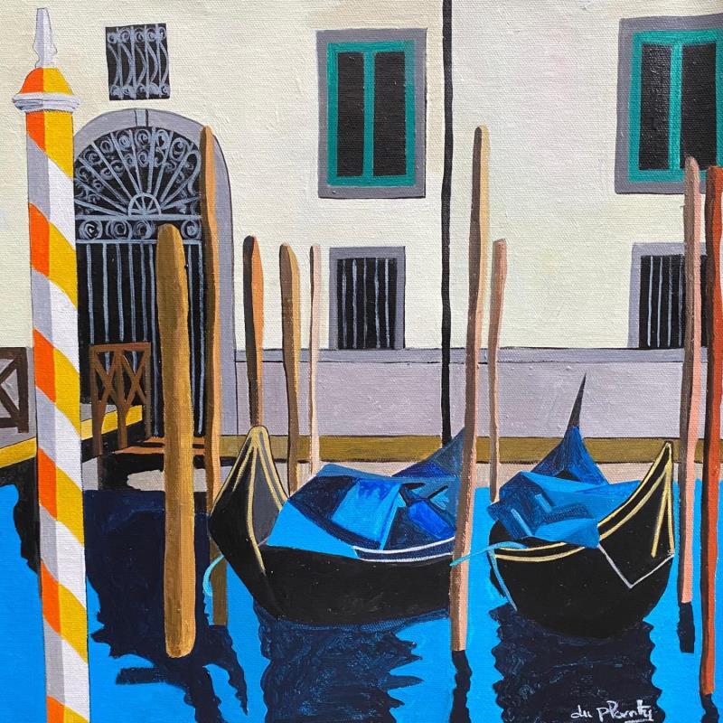 Painting Venise et Gondoles au repos by Du Planty Anne | Painting Figurative Urban Marine Acrylic