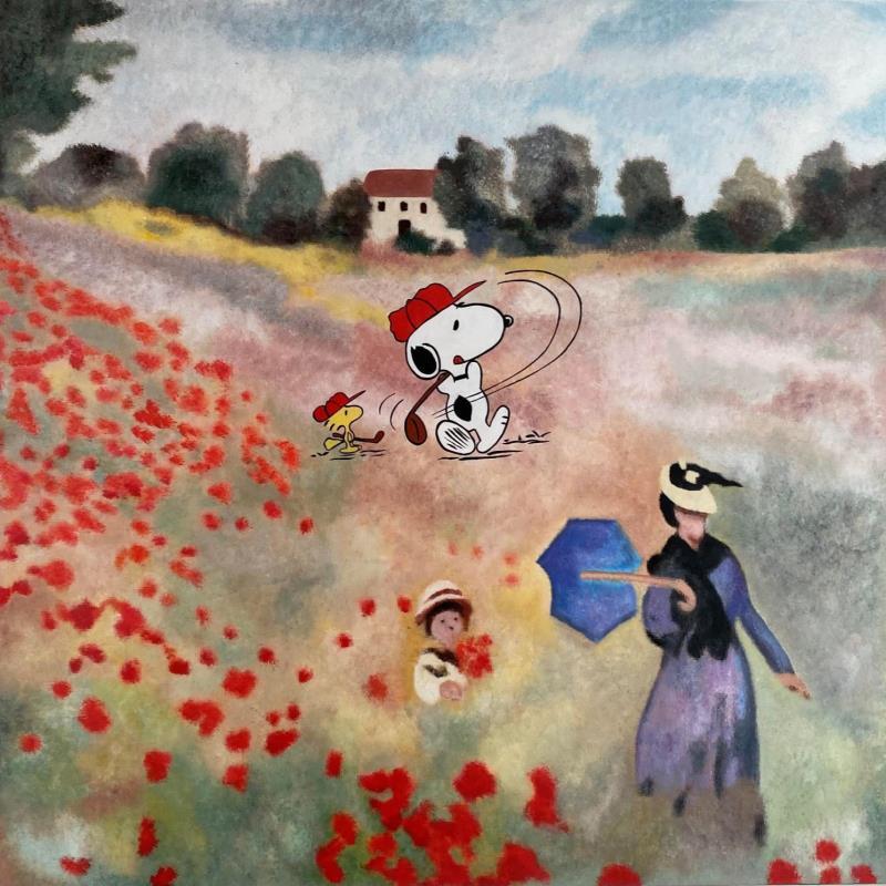 Gemälde 80x80  Golf dans les coquelicots von Marie G.  | Gemälde Pop-Art Pop-Ikonen Acryl