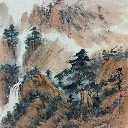 Painting Waterfall by Yu Huan Huan | Painting Figurative Ink Landscapes, Pop icons