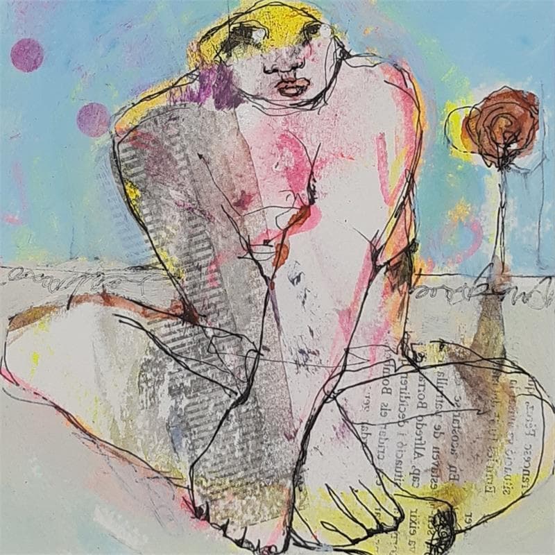 Peinture Unes bufetes i una rosa par Boix Bernardini Empar | Tableau Art Singulier Mixte scènes de vie