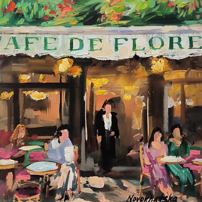 Gemälde Café de Flore von Novokhatska Olga | Gemälde Figurativ Urban Öl Acryl