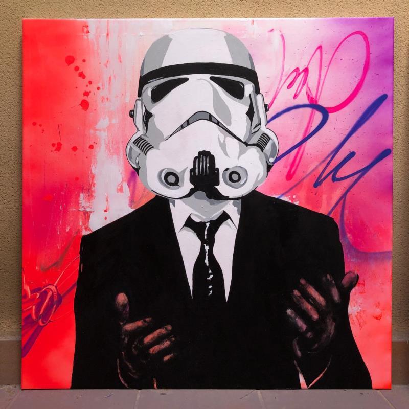 Gemälde THE NEW STORMTROPPER von Mestres Sergi | Gemälde Pop-Art Pop-Ikonen Graffiti Acryl