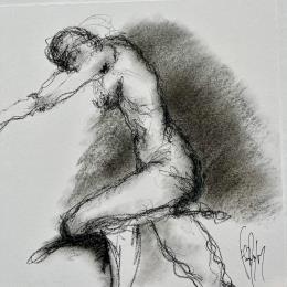 Painting Clémence by Sahuc François | Painting Figurative Acrylic, Ink Minimalist, Nude