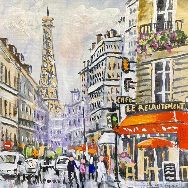 Gemälde En allant vers la Tour Eiffel von Lallemand Yves | Gemälde Figurativ Urban Acryl