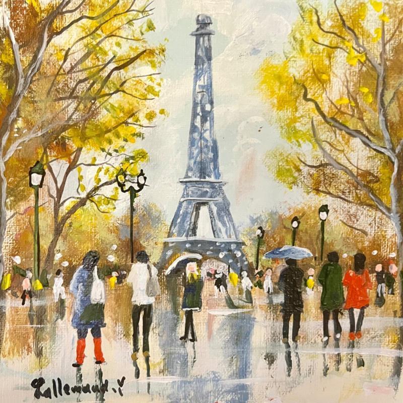 Peinture Tour Eiffel Champ de Mars par Lallemand Yves | Tableau Figuratif Urbain Acrylique