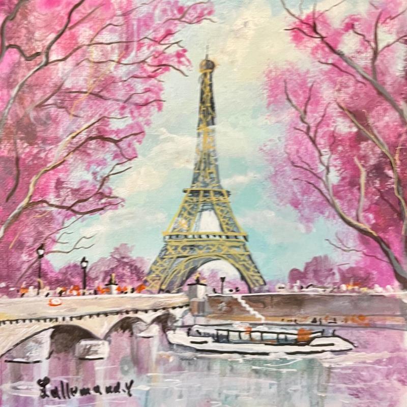 Gemälde Tour Eiffel au printemps von Lallemand Yves | Gemälde Figurativ Urban Acryl