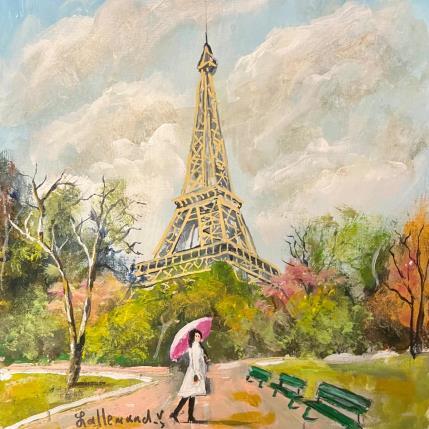 Peinture La Tour Eiffel Champ de Mars par Lallemand Yves | Tableau Figuratif Acrylique Urbain