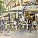 Painting Les Deux Magots by Lallemand Yves | Painting Figurative Urban Acrylic