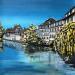 Painting Reflets sur l'Ill de Strasbourg by Touras Sophie-Kim  | Painting Realism Landscapes Urban Architecture Acrylic