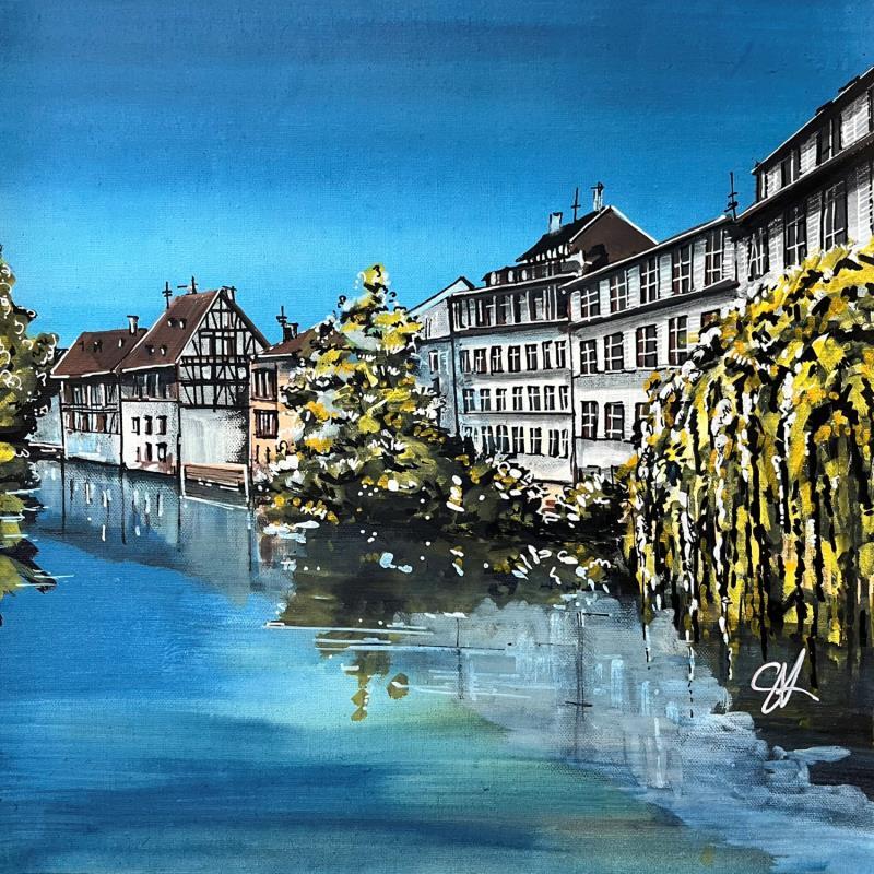 Painting Reflets sur l'Ill de Strasbourg by Touras Sophie-Kim  | Painting Realism Landscapes Urban Architecture Acrylic