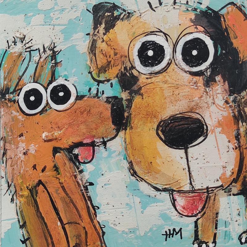 Painting Toi & moi by Maury Hervé | Painting Raw art Acrylic, Ink, Pigments, Sand Animals