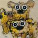 Painting 2 chiens jaune by Maury Hervé | Painting Raw art Animals Acrylic Ink Sand Pigments