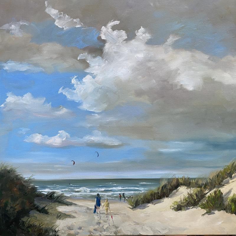 Peinture  24WS474-naar t strand-80x80 par Lynden (van) Heleen | Tableau Figuratif Huile Marine, Paysages