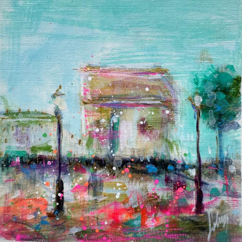 Peinture Sur les champs  par Solveiga | Tableau Impressionnisme Urbain Scènes de vie Architecture Acrylique