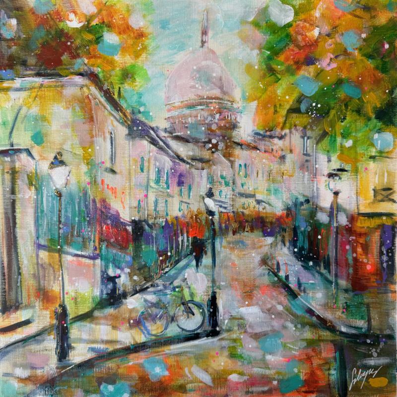 Painting Montmartre October  by Solveiga | Painting Impressionism Landscapes Life style Architecture Acrylic