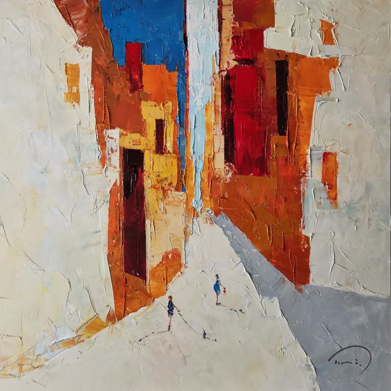 Painting La finestra vermella  by Tomàs | Painting Abstract Oil Life style, Urban