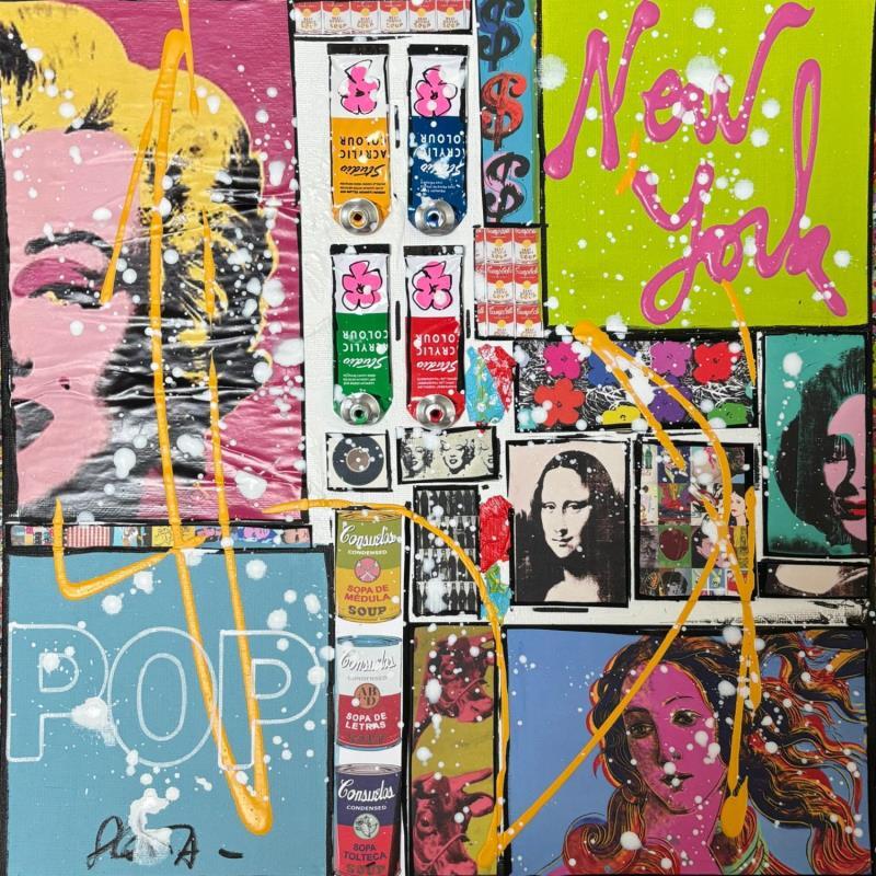 Painting POP NY by Costa Sophie | Painting Pop-art Acrylic, Gluing, Upcycling Pop icons