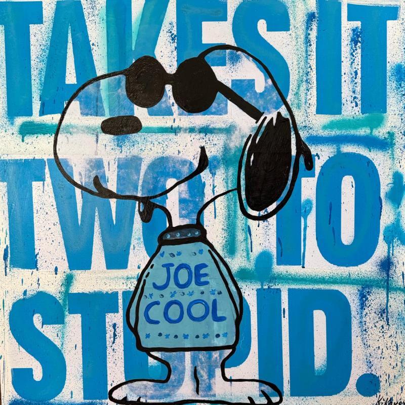 Peinture snoopy cool blu par Kikayou | Tableau Pop-art Acrylique, Collage, Graffiti