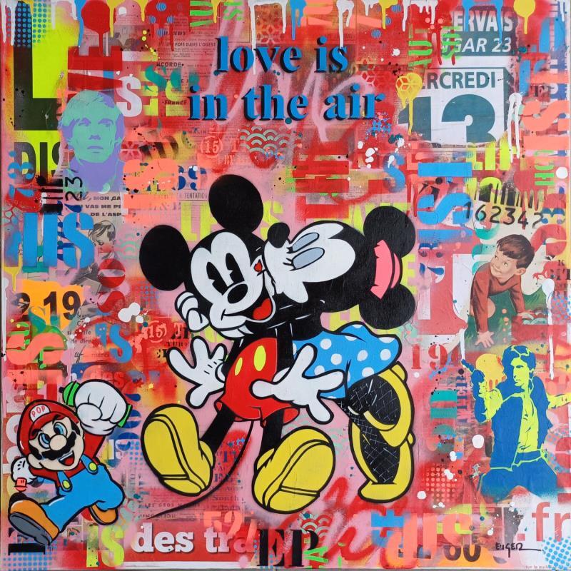 Painting LOVE IS IN THE AIR by Euger Philippe | Painting Pop-art Acrylic, Gluing Pop icons