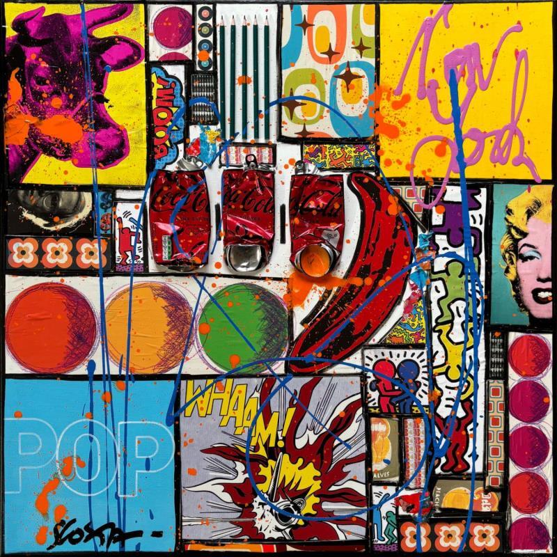 Peinture POP NY par Costa Sophie | Tableau Pop-art Icones Pop Acrylique Collage Upcycling