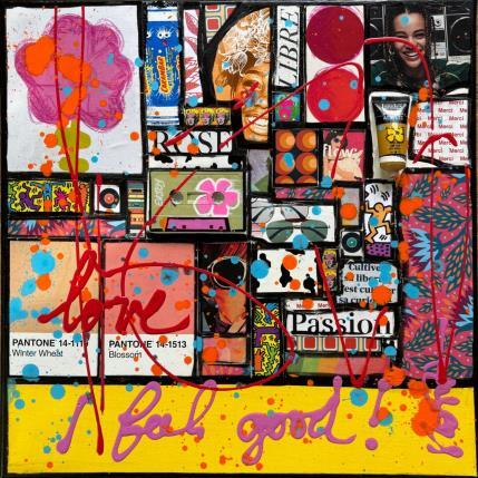 Gemälde I feel good ! von Costa Sophie | Gemälde Pop-Art Acryl, Collage, Upcycling