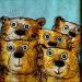 Painting 5 Bears by Maury Hervé | Painting Raw art Animals Acrylic Sand