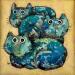 Painting Rare Blue Cats by Maury Hervé | Painting Raw art Animals Acrylic Sand