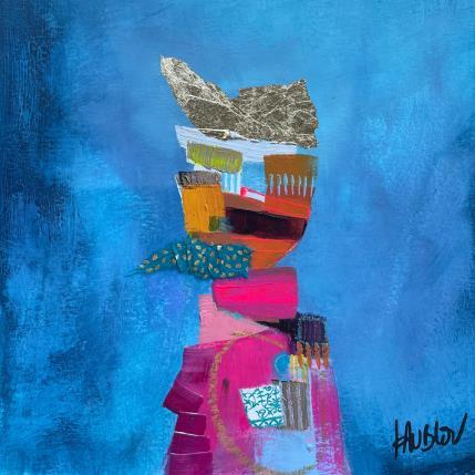 Painting Foulard Turquoise by Lau Blou | Painting Abstract Acrylic, Gluing