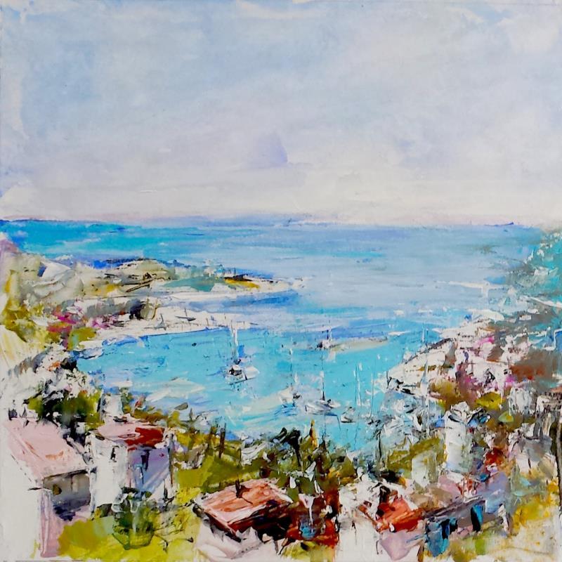 Painting Vue sur la baie de Villefranche by Poumelin Richard | Painting Figurative Landscapes Oil Acrylic