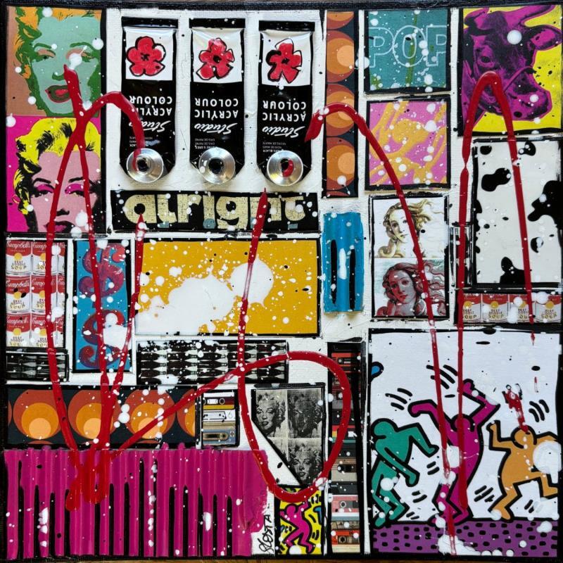 Peinture Pop Alright par Costa Sophie | Tableau Pop-art Icones Pop Acrylique Collage Upcycling