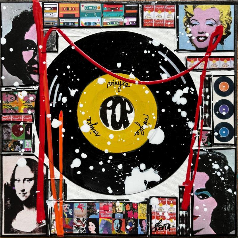 Gemälde POP VINYLE von Costa Sophie | Gemälde Pop-Art Pop-Ikonen Acryl Collage Upcycling