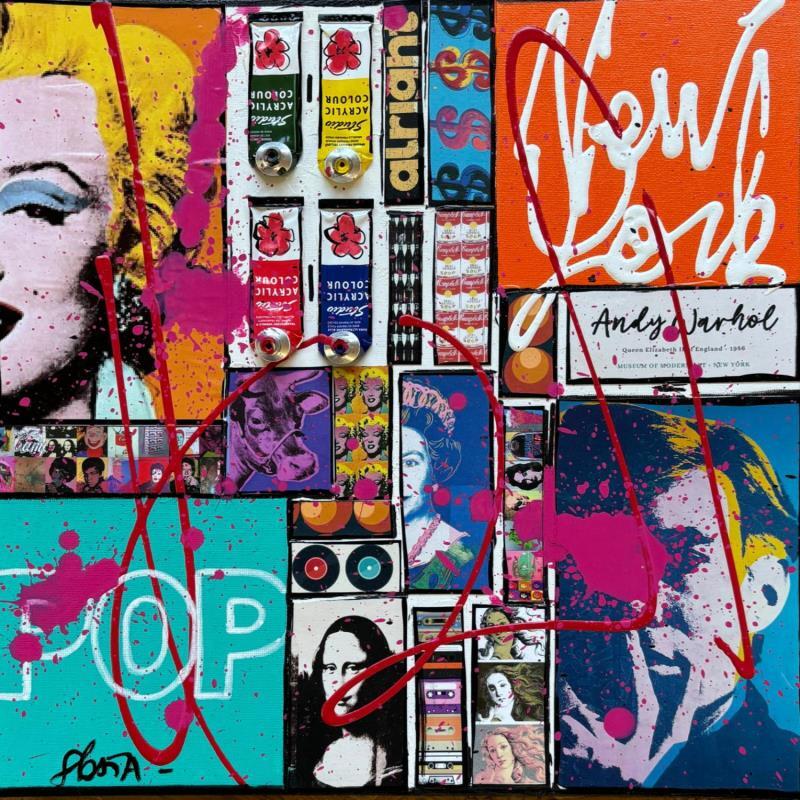 Gemälde POP NY von Costa Sophie | Gemälde Pop-Art Pop-Ikonen Acryl Collage Upcycling